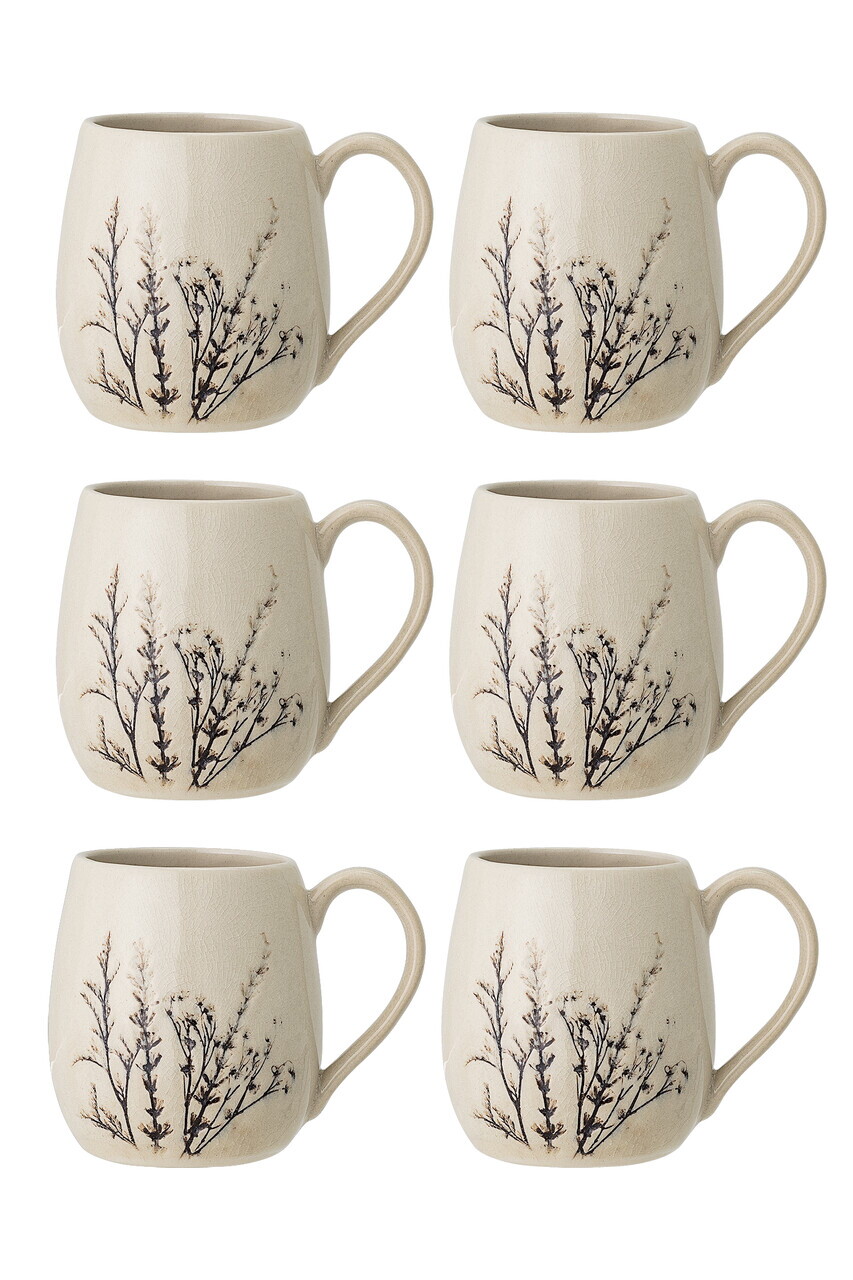 Set 6 cani, Bloomingville, Bea, 10x10.5 cm, 400 ml, ceramica, natural - imagine 4